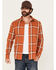 Image #1 - Brothers and Sons Men's Hatch Plaid Print Long Sleeve Button-Down Stretch Western Shirt, Dark Orange, hi-res