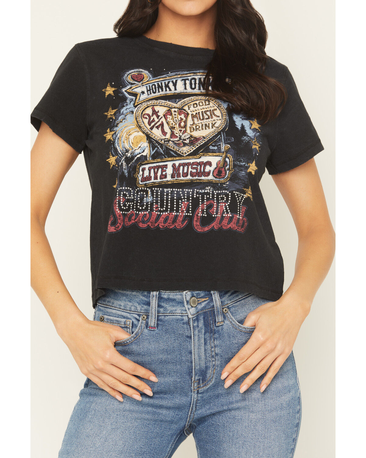 Image #3 - Idyllwind Women's Honky Tonk Country Short Sleeve Graphic Tee, Black, hi-res