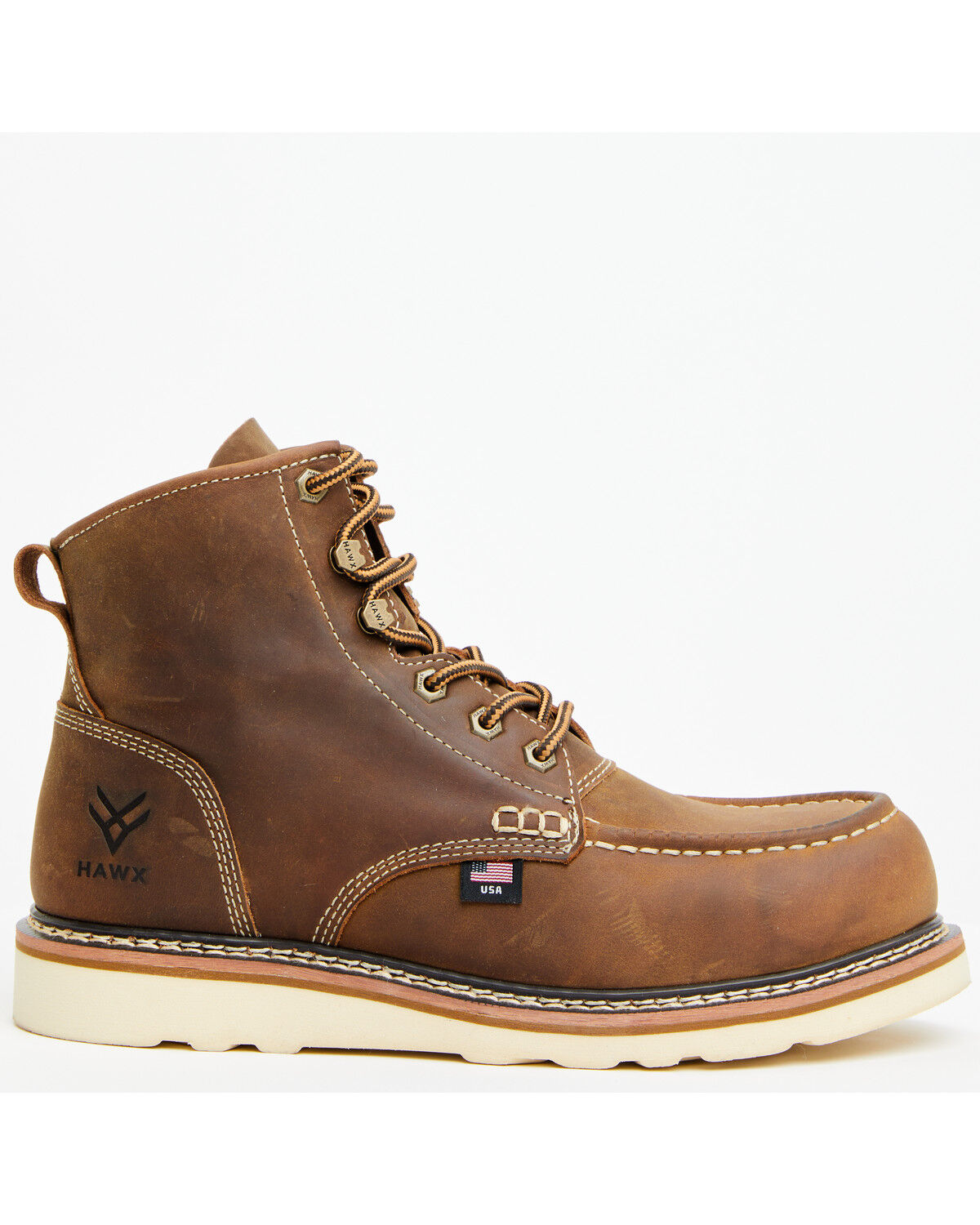 Image #2 - Hawx Men's 6" USA Wedge Redesigned Work Boots - Composite Toe, Dark Brown, hi-res