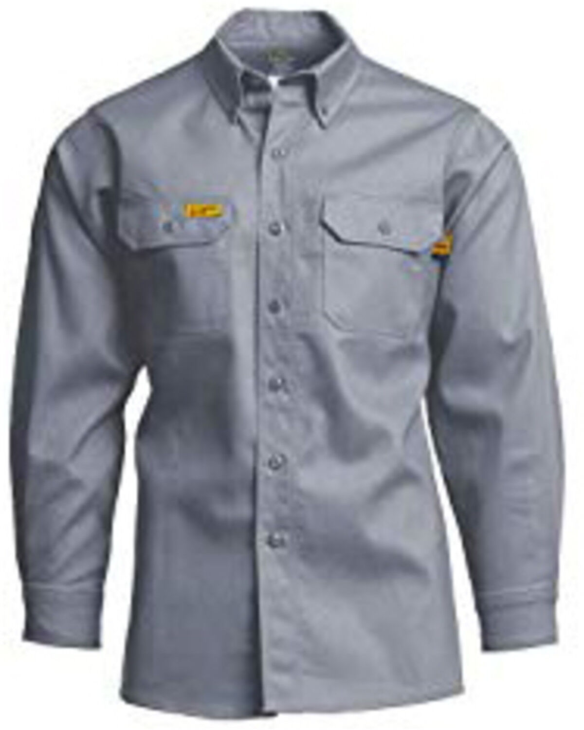 Image #1 - Lapco Men's FR Solid Long Sleeve Button Down Uniform Shirt, Grey, hi-res