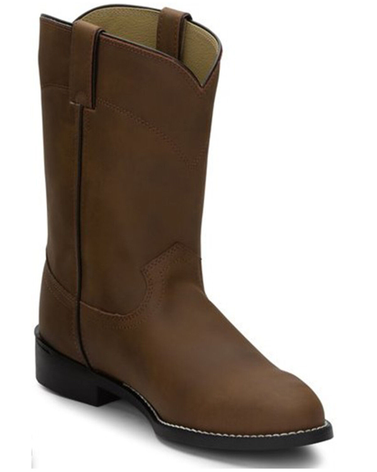Image #2 - Justin Men's Basics Roper Western Boots - Medium Toe, Bay Apache, hi-res