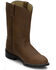 Image #2 - Justin Men's Basics Roper Western Boots - Medium Toe, Bay Apache, hi-res