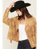 Image #2 - Miss Me Women's Fringe Button Front Short Cardigan, Camel, hi-res