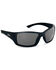 Image #1 - Hobie Men's Everglades Satin Black & Gray Frame Polarized Sunglasses, Black, hi-res