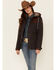 Cinch Women's Color Block Hooded Storm Flap Barn Coat , Charcoal, hi-res