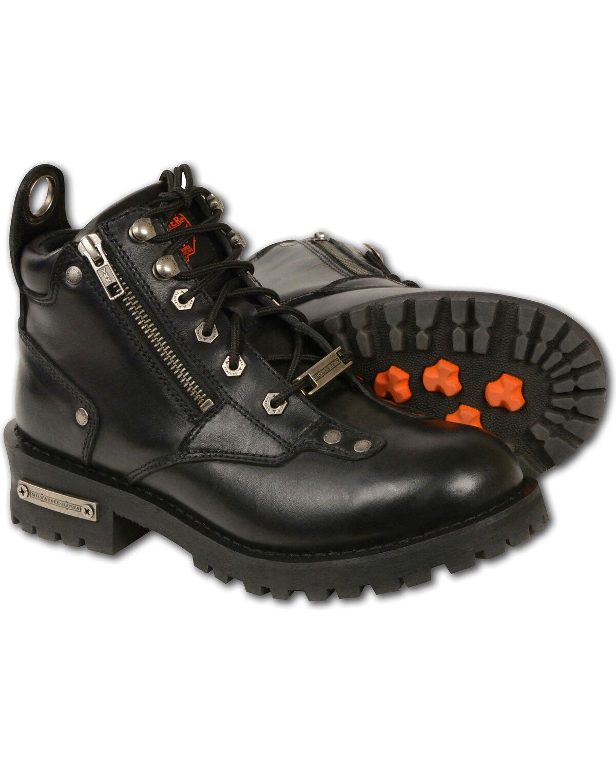Milwaukee Leather Women's Low Cut Leather Lace To Toe Riding Boots - Round Toe, Black, hi-res