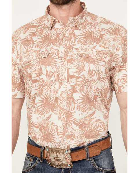 Image #3 - Ariat Men's VentTEK Outbound Floral Print Fitted Short Sleeve Button-Down Shirt, Sand, hi-res