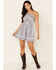 Image #1 - Wild Moss Women's Stripe Print Halter Mini Dress, Blue, hi-res