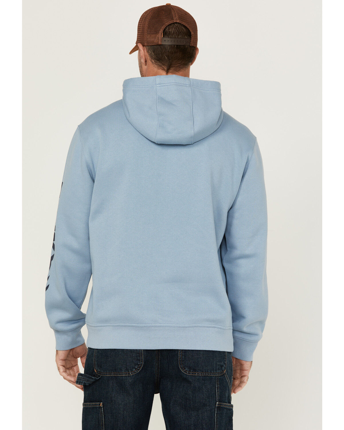 Image #4 - Hawx Men's Halstead Logo Sleeve Hooded Sweatshirt, Light Blue, hi-res