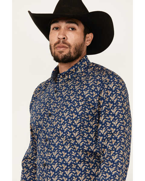 Image #2 - Cody James Men's El Camino Hills Floral Print Long Sleeve Button-Down Stretch Western Shirt , Navy, hi-res