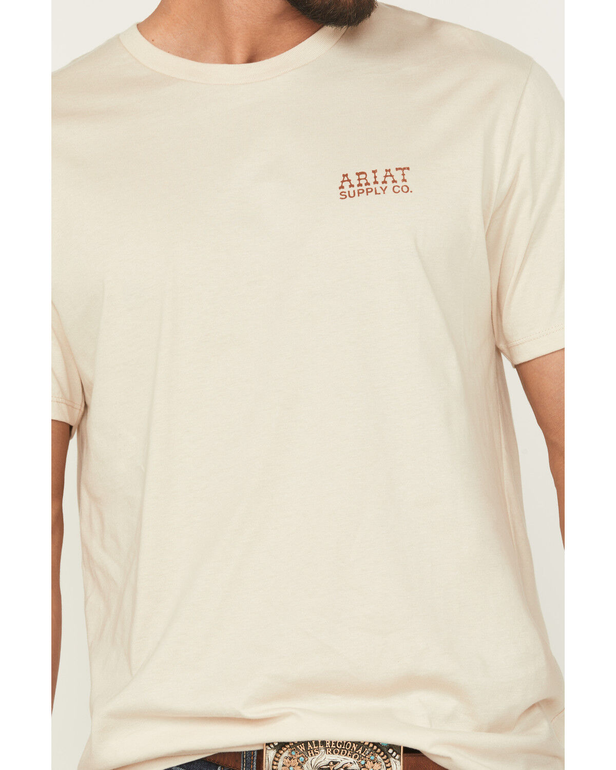Image #3 - Ariat Men's Logo Short Sleeve Graphic T-Shirt, Natural, hi-res