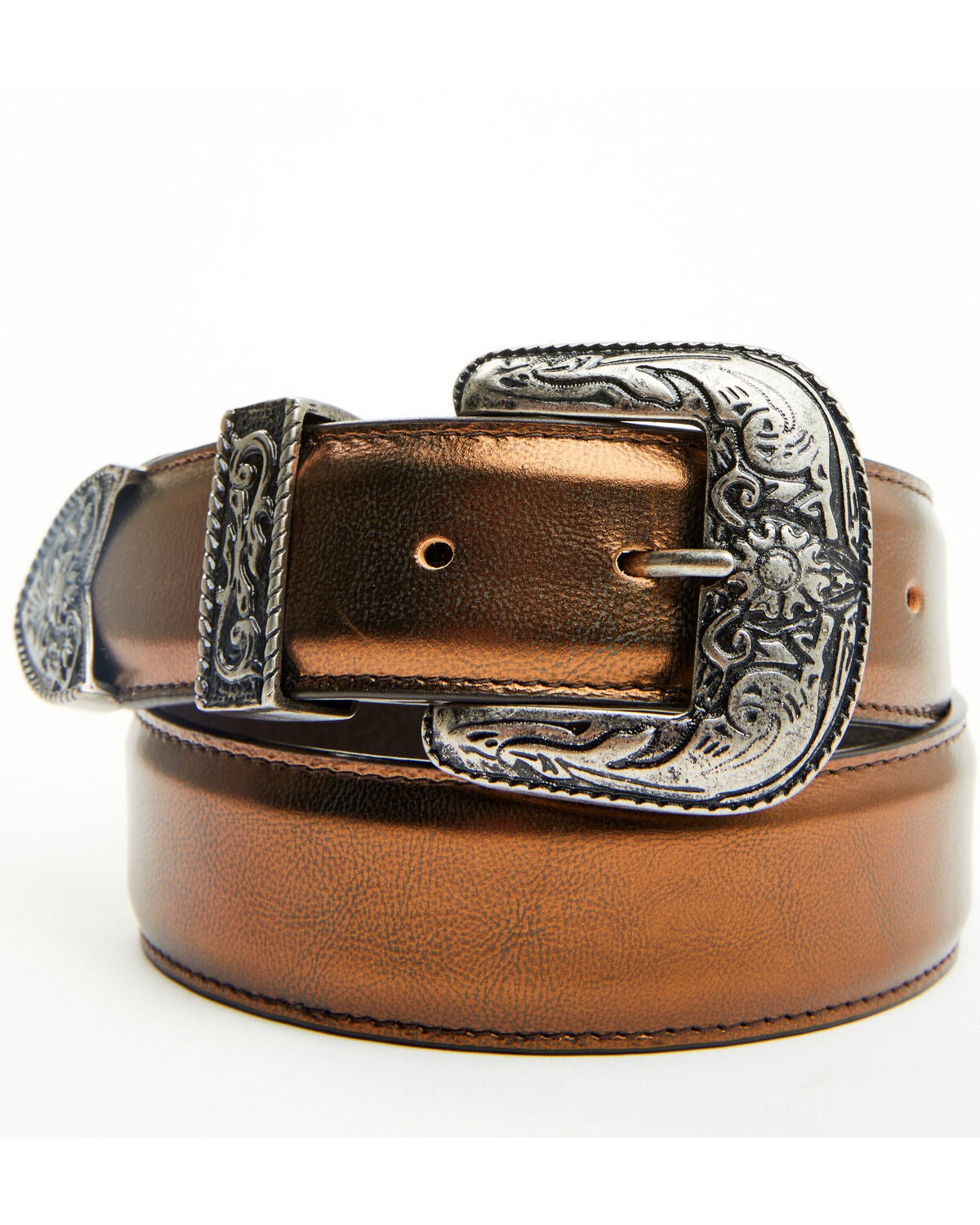 Idyllwind Women's Metallic Etched Western Belt, Bronze, hi-res