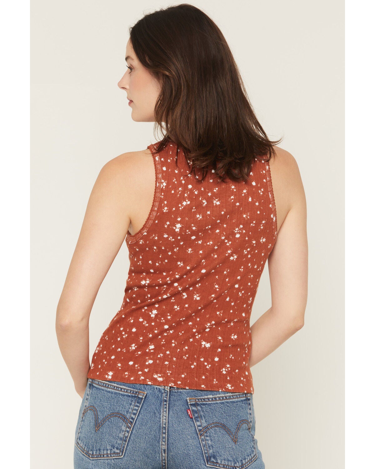 Image #4 - Blue Life Women's Evie Button-Up Pointelle Tank, Rust Copper, hi-res