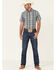 Gibson Men's Echo Plaid Print Short Sleeve Button Down Western Shirt , Medium Blue, hi-res