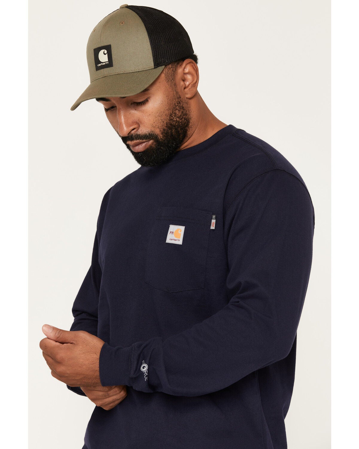 Image #3 - Carhartt Men's FR Force Irvine Eagle Loose Long Sleeve Work Shirt, Navy, hi-res
