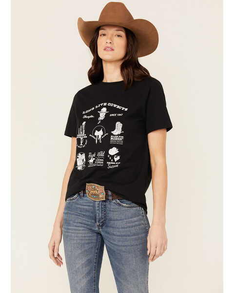 Wrangler Women's Long Live Cowboys Graphic Tee, Black, hi-res