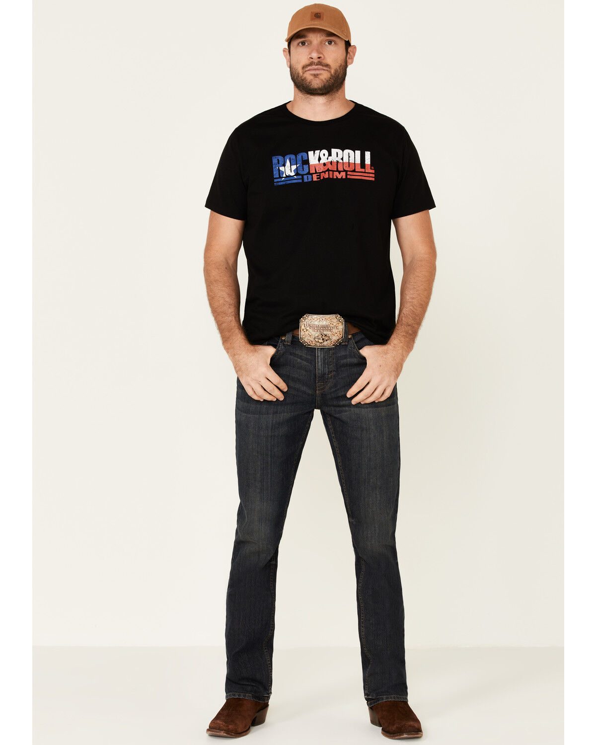 Image #2 - Rock & Roll Denim Men's Texas Flag Logo Graphic T-Shirt, Black, hi-res