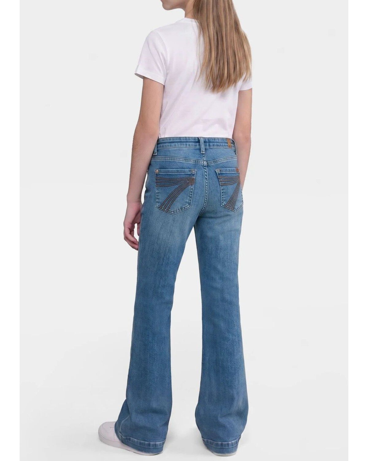7 For All Mankind Girls' Sea Level Mini Dojo Trouser Stretch Denim Jeans, Blue, hi-res