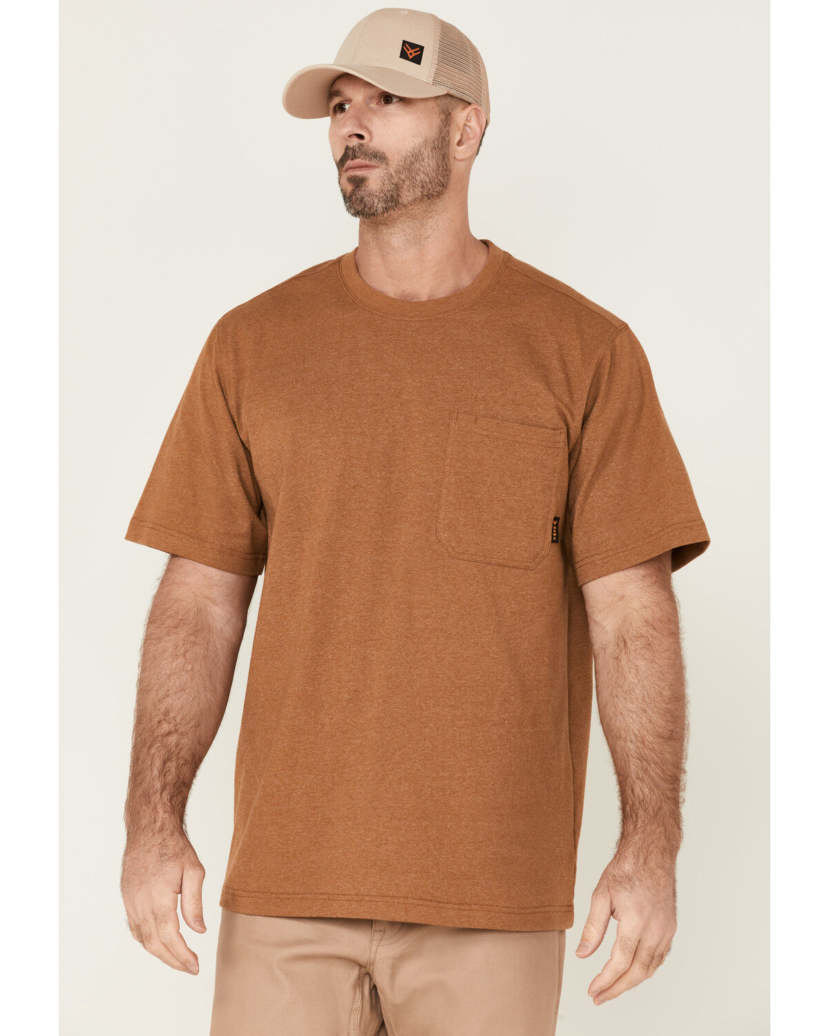 Image #1 - Hawx Men's Rust Copper Force Heavyweight Short Sleeve Work Pocket T-Shirt, Rust Copper, hi-res