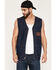 Image #1 - Dickies X Harley Davidson Men's Dark Wash Zip-Up Denim Vest, Dark Wash, hi-res