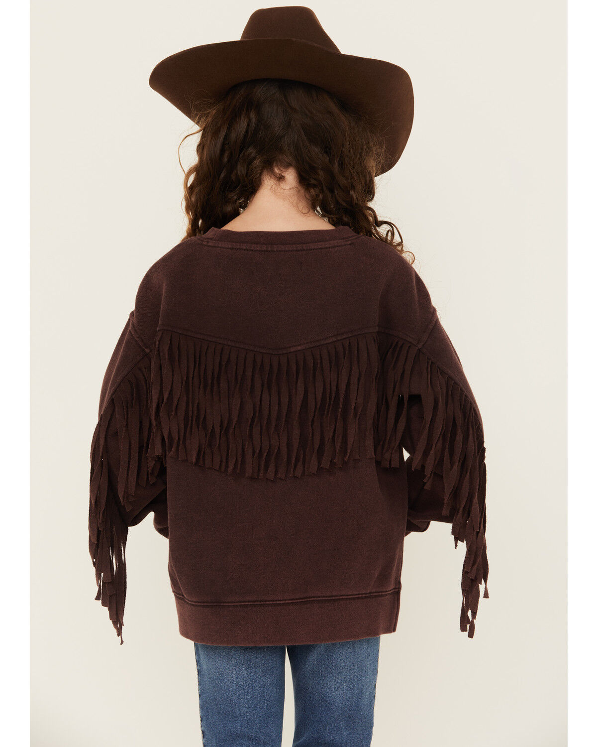 Image #4 - Shyanne Girls' Fringe Pullover Sweatshirt, Chocolate, hi-res