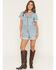 Image #1 - Wrangler Retro Women's Short Sleeve Snap Denim Romper, Blue, hi-res