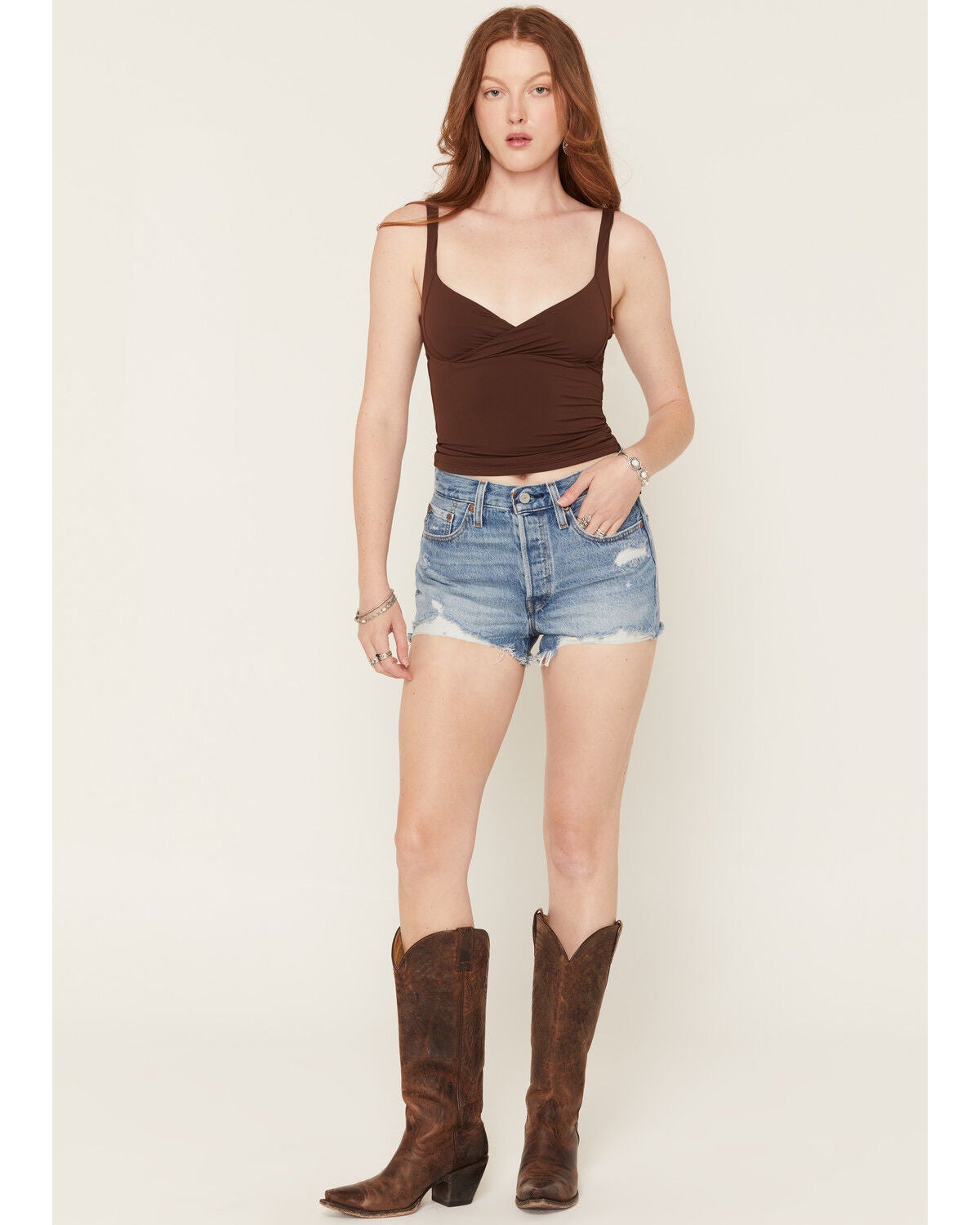 Image #1 - Levi's Women's Medium Wash High Rise 501 Original Denim Shorts, Medium Wash, hi-res