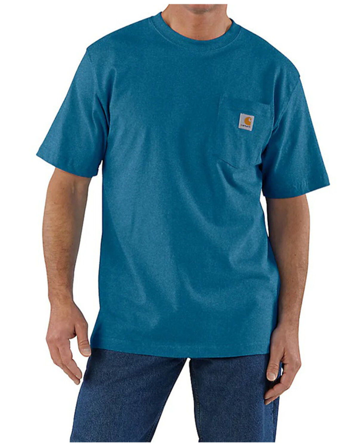 Image #1 - Carhartt Men's Loose Fit Heavyweight Solid Short Sleeve Pocket T-Shirt, Dark Blue, hi-res
