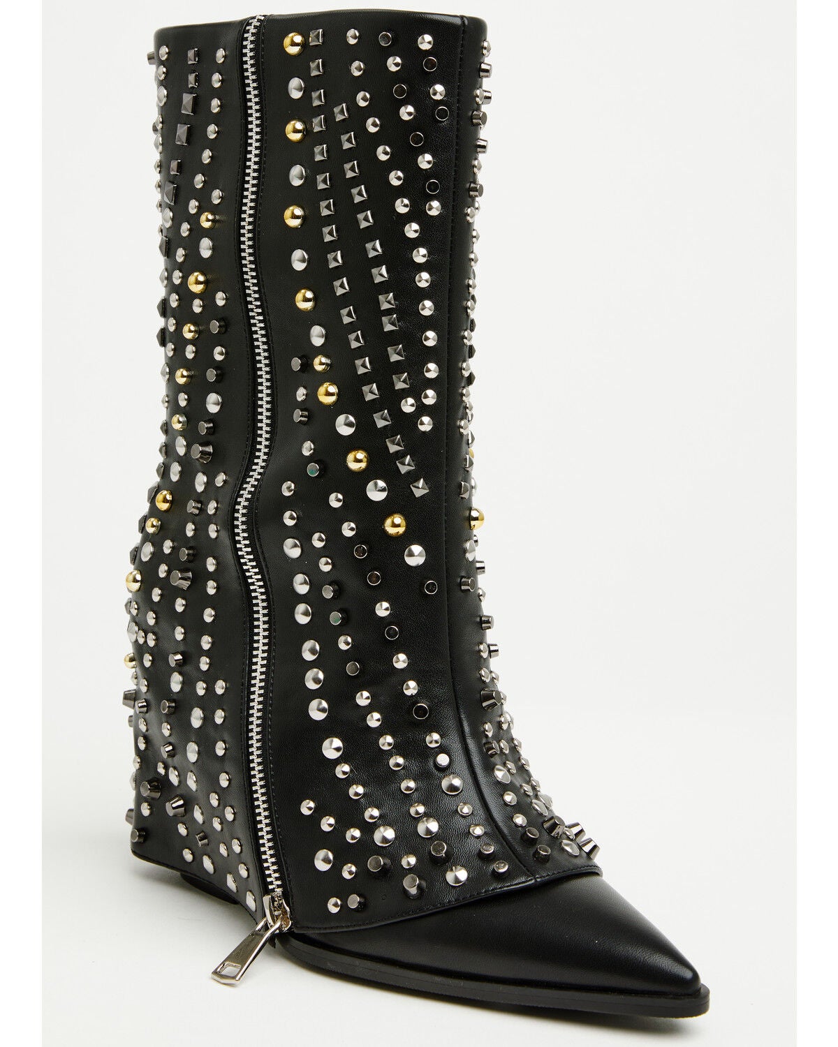 Azalea Wang Women's Hematine Studded Fashion Boots - Snip Toe, Black, hi-res