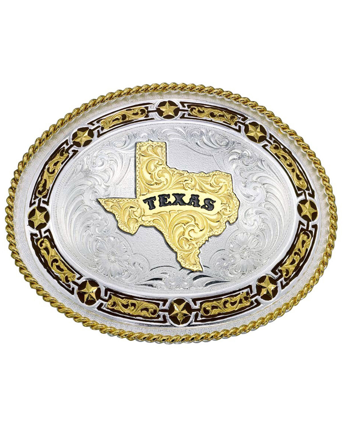 Image #1 - Montana Silversmiths Star Links State of Texas Western Belt Buckle, Multi, hi-res