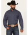 Image #1 - George Strait By Wrangler Men's Geo Print Long Sleeve Button-Down Stretch Western Shirt, Navy, hi-res