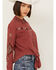 Image #2 - Shyanne Women's Embroidered Long Sleeve Tie Front Pearl Snap Shirt , Rust Copper, hi-res