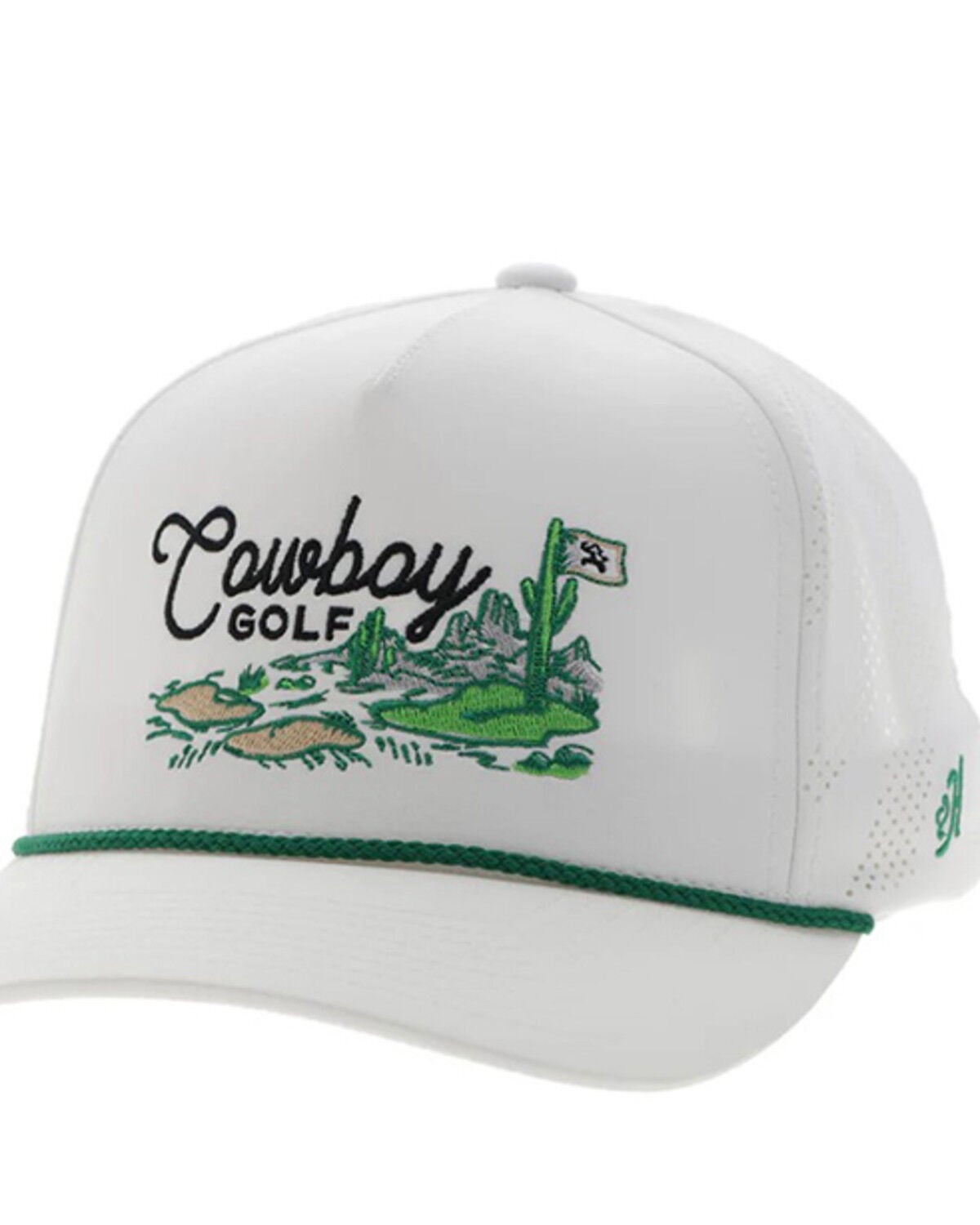 Hooey Men's Cowboy Golf Landscape Trucker Cap, White, hi-res