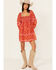 Image #1 - Free People Women's Border Endless Afternoon Long Sleeves Mini Dress, Red, hi-res