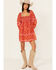 Image #1 - Free People Women's Border Endless Afternoon Long Sleeves Mini Dress , Red, hi-res