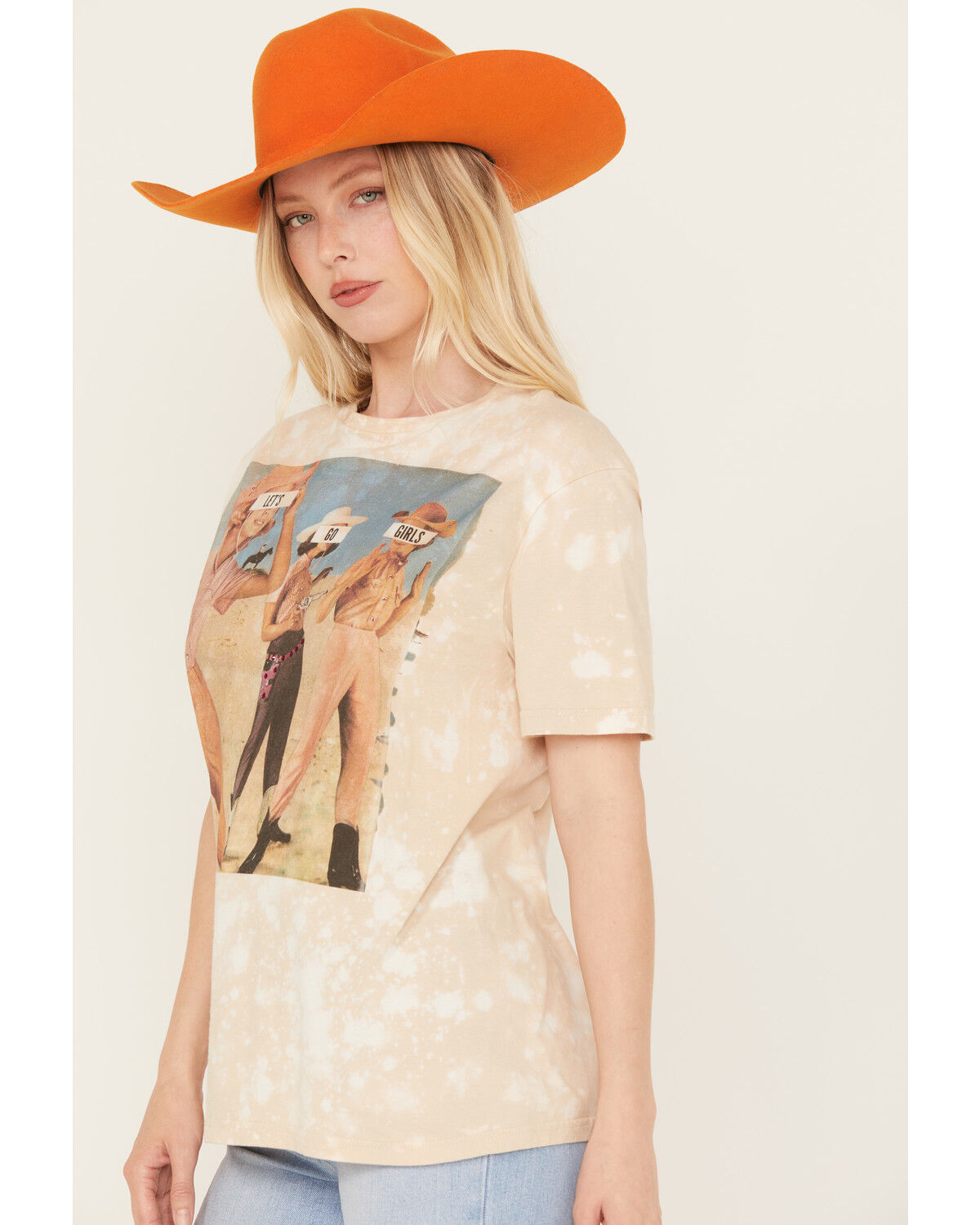 Image #2 - Gina Tees Women's Embellished Let's Go Girls Graphic Tee, Beige, hi-res
