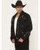 Image #3 - Scully Men's Western Embroidered Snap Jacket, Dark Brown, hi-res