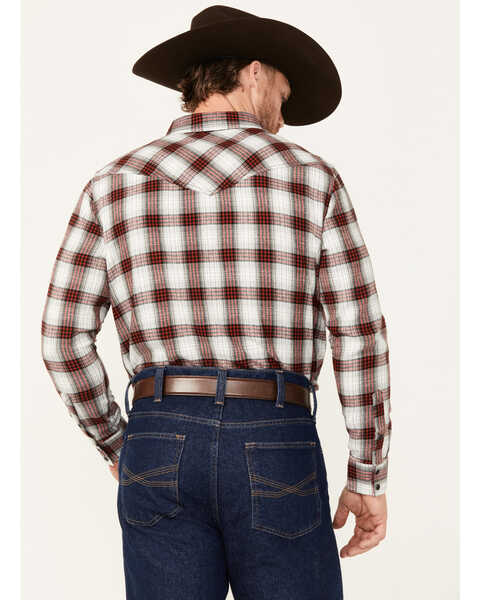 Image #4 - Cody James Men's Alrighty Plaid Print Long Sleeve Snap Western Flannel Shirt, Ivory, hi-res