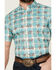 Image #3 - RANK 45&reg; Men's Folklore Plaid Print Short Sleeve Button-Down Performance Stretch Western Shirt, Teal, hi-res