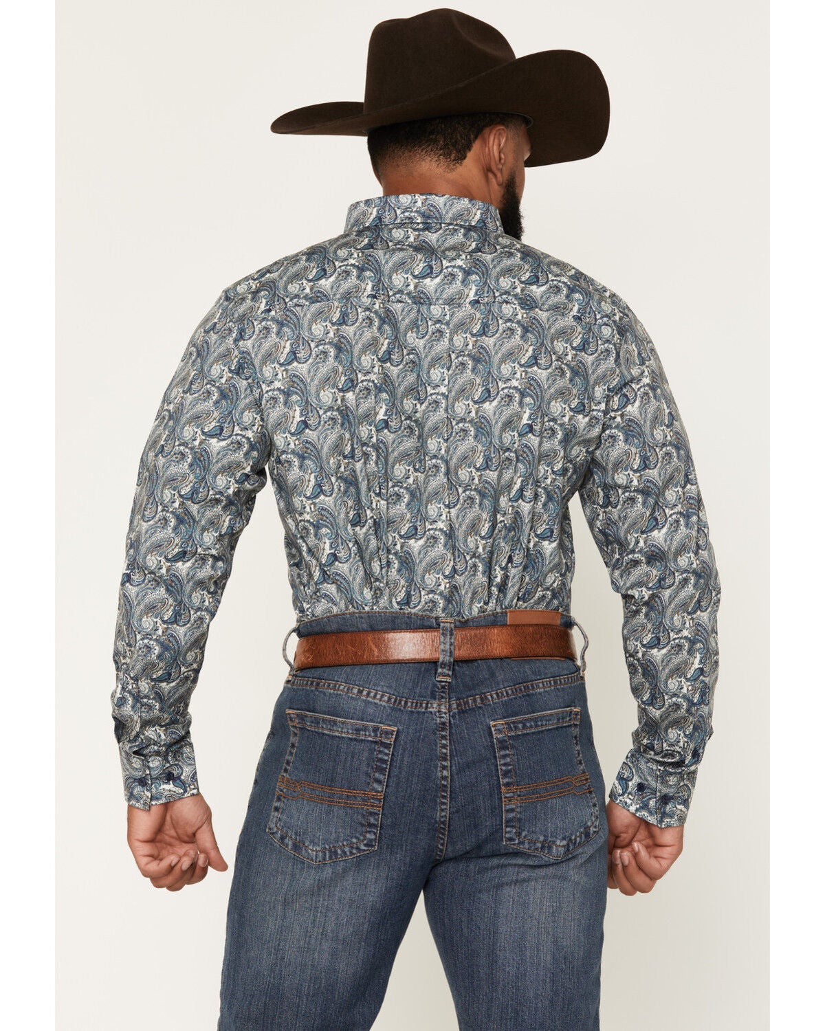 Image #4 - Cody James Men's Lost Resort Paisley Print Long Sleeve Button-Down Stretch Western Shirt - Tall, Blue, hi-res