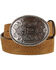 Image #1 - Justin Men's Floral Leather Trophy Belt, Brown, hi-res