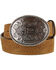 Justin Men's Floral Leather Trophy Belt , Brown, hi-res