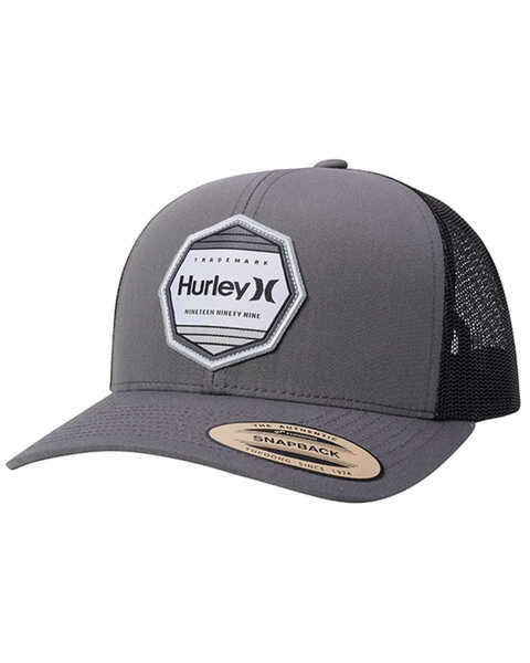 Hurley Men's Pacific Logo Patch Mesh Back Trucker Cap, Dark Grey, hi-res