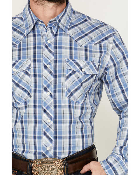 Image #3 - Wrangler 20X Men's Advanced Comfort Plaid Print Long Sleeve Snap Western Shirt, Navy, hi-res