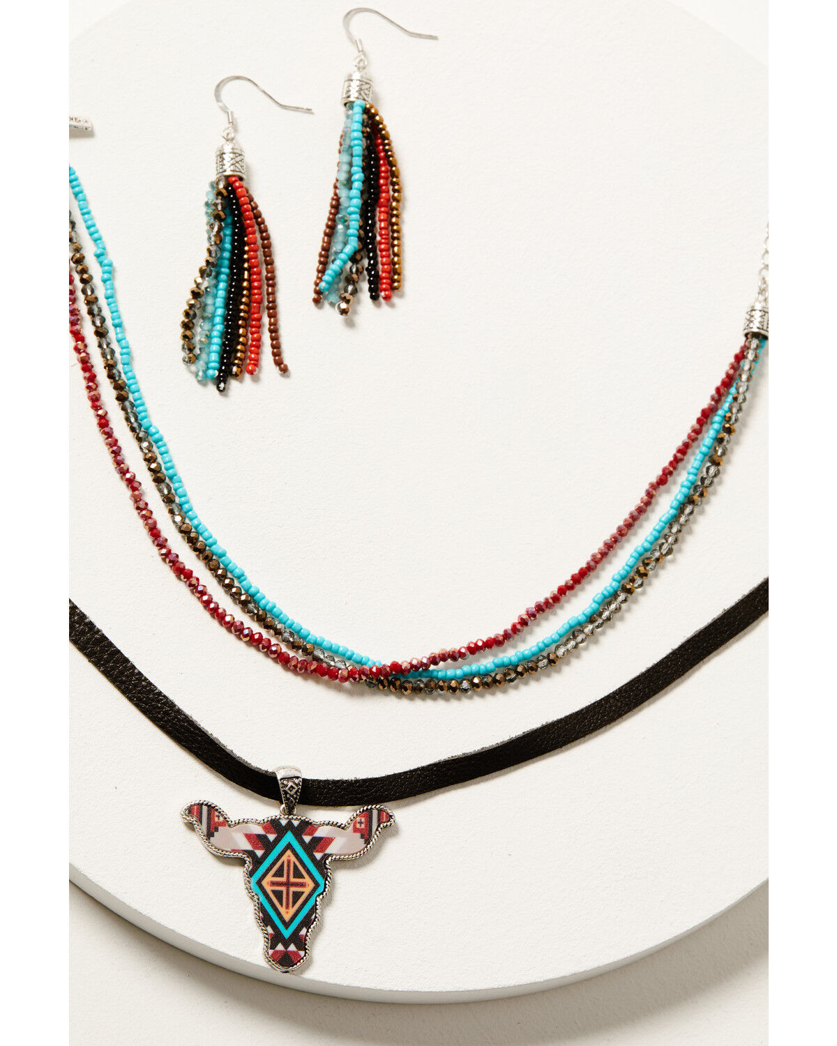 Image #1 - Shyanne Women's Dakota Longhorn Beaded Jewelry Set - 2 Piece, Silver, hi-res