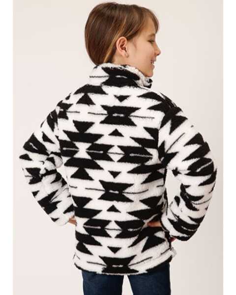 Image #2 - Roper Girls' Southwestern Print Fuzzy Polar Fleece Pullover, Black, hi-res