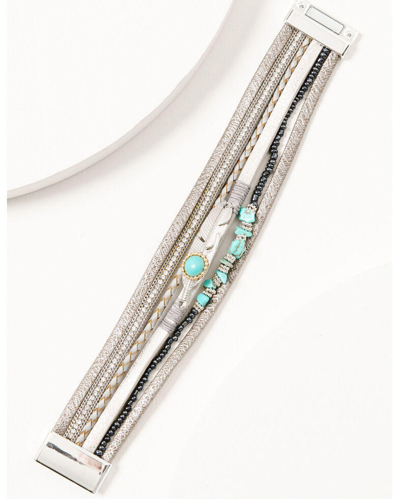 Prime Time Women's Feather Metallica Wrap Bracelet, Silver, hi-res
