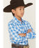 Image #2 - Wrangler Retro Boys' Plaid Print Long Sleeve Snap Western Shirt, Blue, hi-res