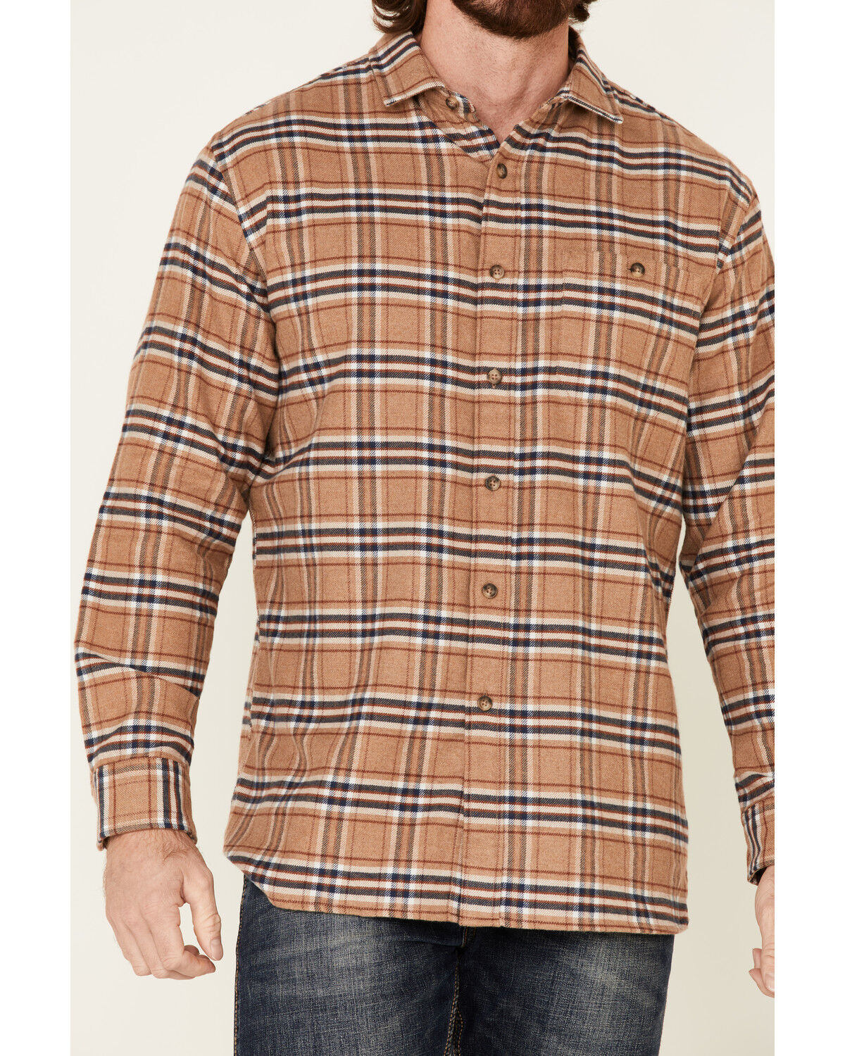 Image #3 - Pendleton Men's Camel Cascade Plaid Long Sleeve Western Shirt, Tan, hi-res
