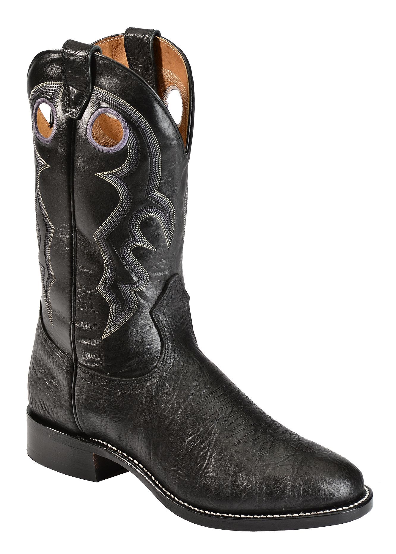 Boulet Black Roper Cowboy Boots - Round 